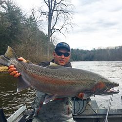 Photograph of a 36-inch rainbow trout caught while fishing in Stanwood