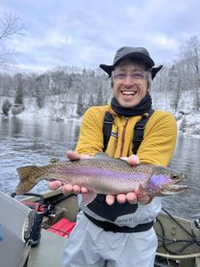 Nice rainbow trout on the fly during winter conditions!