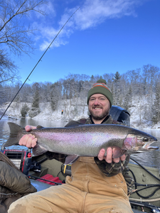 Nice rainbow trout caught fly fishing in winter conditions!