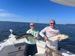 Two bluefish caught on fishing tour in Oriental