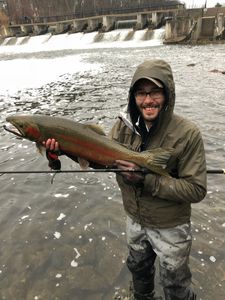 A rainbow trout caught during fishing in Big Rapids