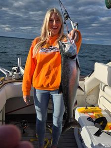 Large Chinook salmon caught while fishing in Port Washington WI