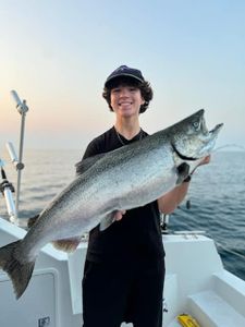 Chinook salmon catch on fishing boat in Port Washington WI