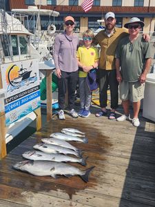 Chinook salmon catch displayed on dock at Port Washington WI fishing charter