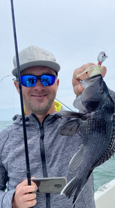 Caught a 15-inch sea bass while fishing in NJ
