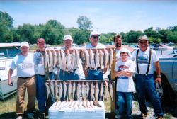 Seven people enjoying a fishing trip in OH.