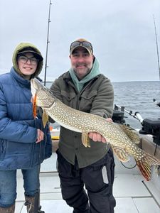 Northern pike fishing success on boat in Ogdensburg NY waters