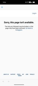Instagram error page showing page not available message