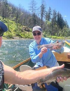 Two rainbow trout caught in Walterville