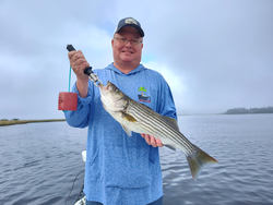 Light tackle triumph: Reeling in a striped bass in New Bern!