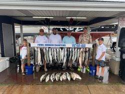 Six people enjoying a cruise and fishing trip in Indiana