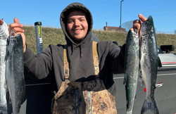 Three fish caught on a fishing trip in Indiana