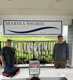 Five fish caught during a fishing and cruising adventure in East Chicago