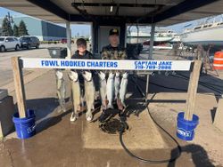 6 chinook and coho salmon caught during a cruises and fishing trip in Indiana