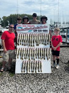 Group of 6 people enjoying fishing trip in OH