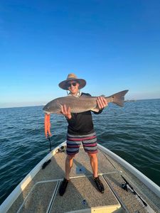 Fisherman catching a fish in Cocodrie