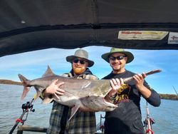 Two anglers enjoying a great fishing trip in Sand Springs