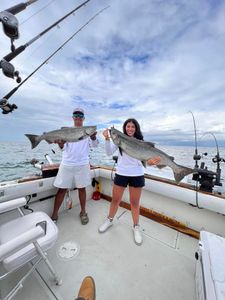 Two chinook salmon, 36 inches long, caught fishing in New York
