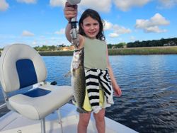 Spotted weakfish measuring 18 inches, caught while fishing in FL