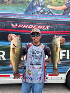 Two Largemouth Bass caught while fishing in Osage Beach