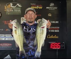 Two Largemouth Bass fish caught during a fishing tour in Osage Beach