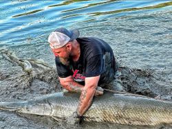 Alligator gar fishing catch in Cayuga TX waters