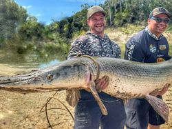 Large alligator gar caught fishing in Cayuga TX