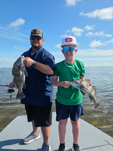 Double trouble: Two Black Drum hooked on a partly cloudy day!