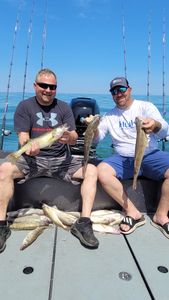 Two anglers fishing lakeside at Marblehead
