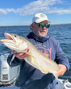 Casting for trout at Lake Champlain