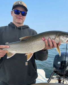 A bull trout fish caught during a fishing trip in NY