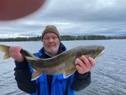 Impressive catch of a lake trout in Peru