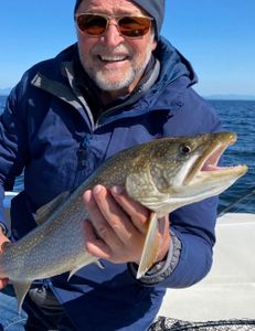 A lake trout measuring 13 inches caught in NY