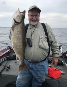 A trophy lake trout caught in Peru