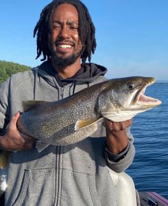 A lone lake trout caught while fishing in NY
