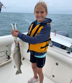 Kid Hooked a Striped Bass in Orleans, MA