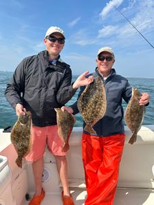 Four summer and southern flounder fish caught in Orleans, Louisiana