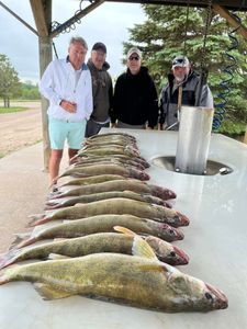 4 people fishing in Beulah with 1 fish