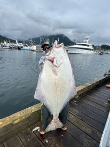A single Pacific halibut caught while fishing in Tillamook, Oregon