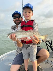 Speckled trout catch displayed on fishing boat in Corpus Christi TX waters