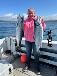 Coho salmon caught while fishing in Reedsport