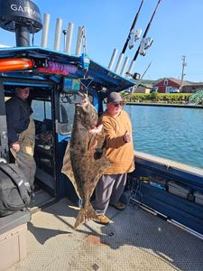 Pacific Halibut caught fishing in Reedsport Oregon on charter boat