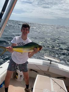 A single mahi mahi fish caught while fishing in NJ