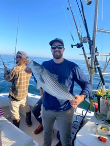 Striped bass, 37-inch fish caught while fishing in NJ