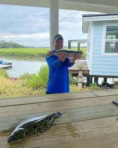 Two summer flounder and spotted weakfish caught at Tybee Island