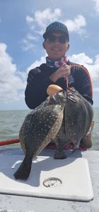Two summer flounder caught in Rio Hondo