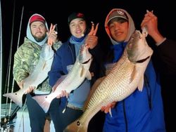 Three anglers with a catch of three big fish in Rio Hondo