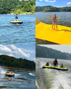 Group of 7 people enjoying various water sports activities in Harned