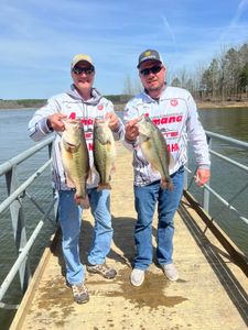Two largemouth bass caught during a fishing trip