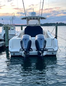 Powerful twin-engine setup at sunset.